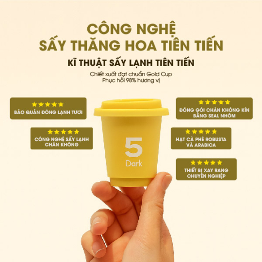 Hộp 50 Viên Cafe Hòa Tan Sấy Thăng Hoa Nguyên Chất AODAI COFFEE Từ Hạt Cafe Robusta - 6 Cấp Độ Vị